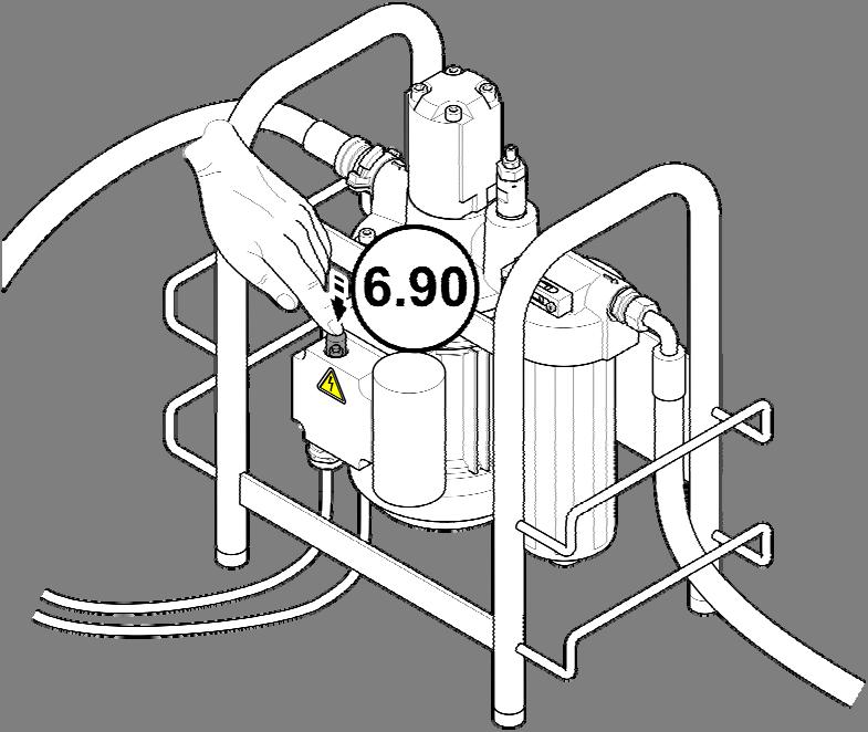 Fehler und Fehlerbeseitigung Überlastsicherung zurücksetzen Das Aggregat besitzt eine thermische Überlastsicherung (6.90) zum Schutz des Elektromotors.