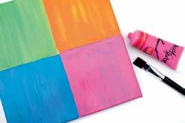 Was Sie benötigen: Keilrahmen Pinsel Acrylfarben Schaumstoffrolle Isolierband Kleber Filz