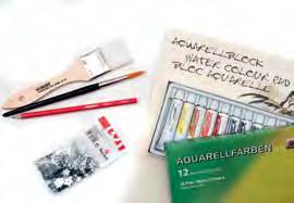 Was Sie benötigen: Aquarellblock Aquarellfarben Pinsel Bleistift & Mischpalette Acryl Strassblüten