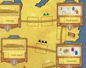 Eisenbahnstrecke (Railroad) Hauptaktion: Das eigene Streckennetz erweitern Der Spieler nimmt die 2 Gleise, die sich am weitesten links auf seinem Spielertableau befinden und platziert jedes davon auf