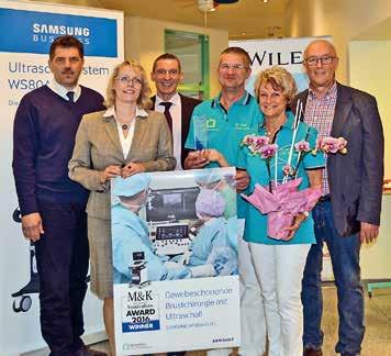 Aus der Gemeinde Strahlende Gesichter im Hardheimer Krankenhaus: Dort wurde der M & K-Award an die Gyndoctors Dr. Frank und Dr. Viola Schure sowie die Samsung Electronics GmbH übergeben.
