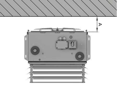 Bei der Montage von Agrar TOP ist ein Mindestabstand A zwischen Motorschutzkorb und Wand bzw.