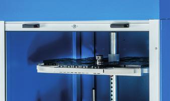 Säule Maximal 5 CNC-Rahmen passen in den RotaRex Einzelne CNC-Rahmen sind drehbar Belastbar bis 300 kg pro Rahmen Schrank mit