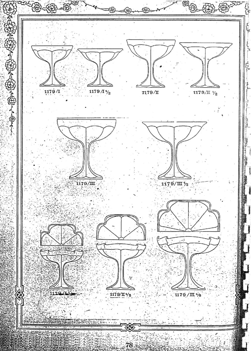 Abb. 2015-3/82-09; MB Pressglas Zabkowice, um 1910, Tafel 78, Fußschalen Nr. 1179/I - Nr.