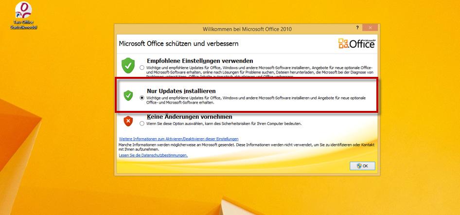 5. Microsoft Office und Microsoft Access Einstellungen Starten Sie das Programm Tau-Office UNA durch einen Doppelklick auf das Desktop-Icon.