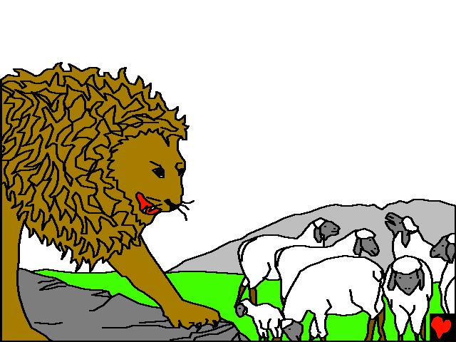 Einmal griff ein Löwe die Herde an, um sich ein kleines Lamm fürs Abendbrot wegzuschnappen. Der junge David griff den Angreifer an.