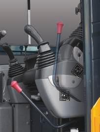 möglich zu gestalten. Fahrerkomfort Die ergonomische Anordnung des linken und rechten Joysticks trägt zu mehr Fahrerkomfort bei.