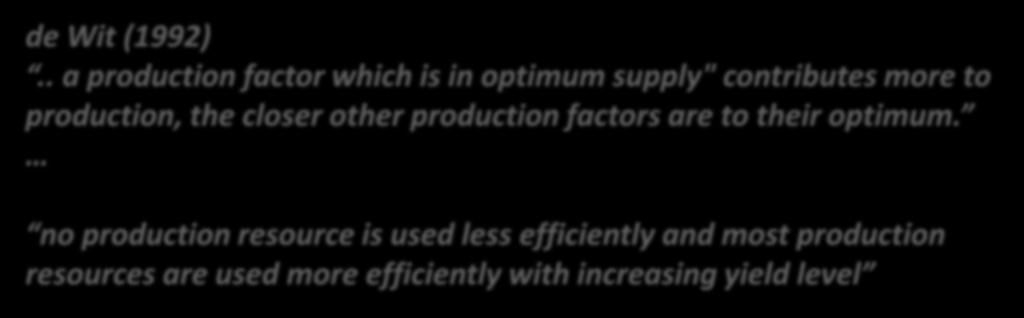 production, the closer other production factors are to their optimum.