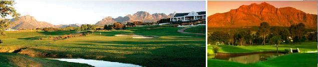 Tag Golf: De Zalze Golf Club Ein toller Platz vor dem Hintergrund der Berghänge