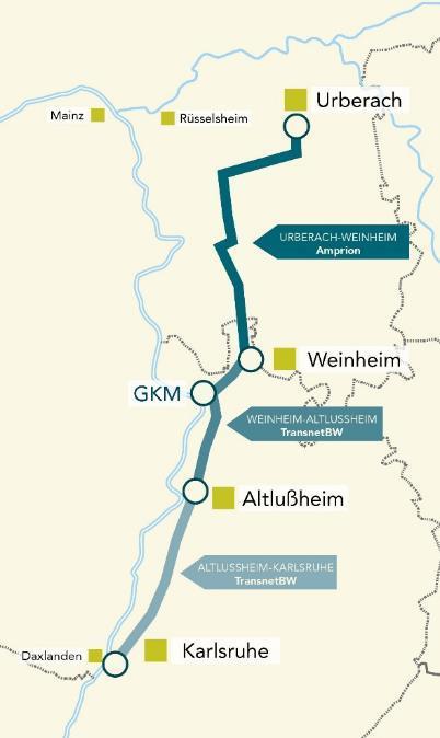 380-kV-Netzverstärkung Urberach-Weinheim-Karlsruhe ABSCHNITTSBILDUNG / Abschnittsbildung in der Bundesfachplanung: