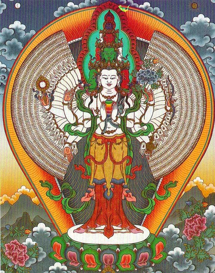 Wer ist das? Avalokiteshavara (tib.: Chenrezig) ist der Bodhisattva des Mitgefühls und der Schutzpatron Tibets.
