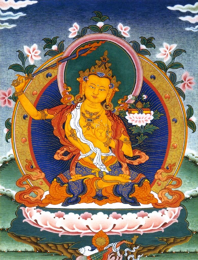 Wer ist das? Manjushri ist der Bodhisattva der Weisheit und Literatur.