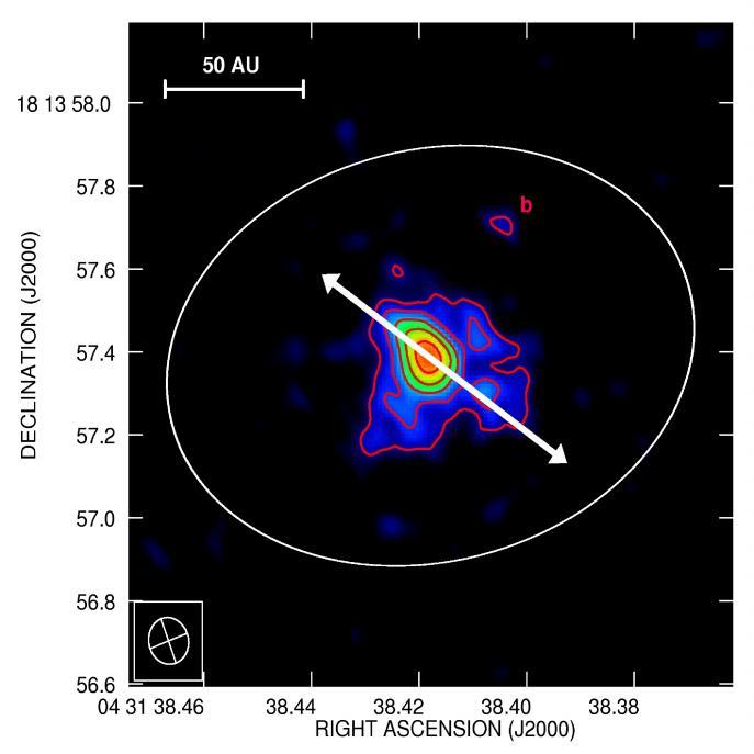 Abb. 4 Falschfarbenaufnahme der Radiostrahlung der Region um den Stern HL Tau. Der Stern HL Tau befindet sich in der Bildmitte.