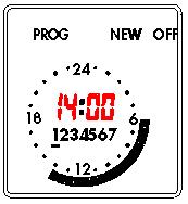 10. Schaltzeiten einstellen Taste Menu aktiviert das Menü. Mit der Taste OK PROG... bestätigen. Mit der Taste OK PROG New... bestätigen. Mit der Taste - bzw. + den gewünschten Tag auswählen.
