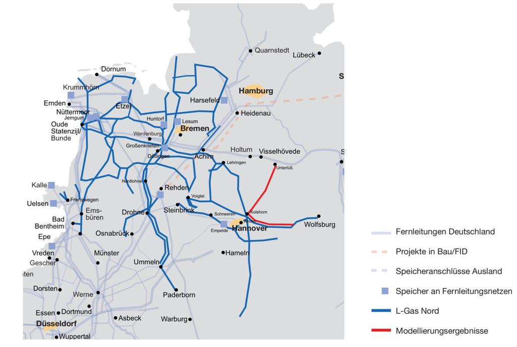 Einbindung des Kraftwerks bei Braunschweig im Raum L-Gas Nord (Abb.