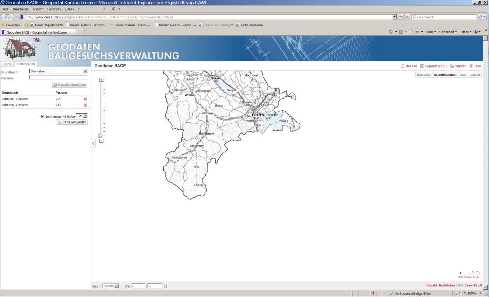 2 GIS Daten prüfen Mit auslösen der Aktion GIS Daten prüfen in der Anwendung ebage/ebage + wird gestützt auf die erfassten Daten ein separates Fenster für