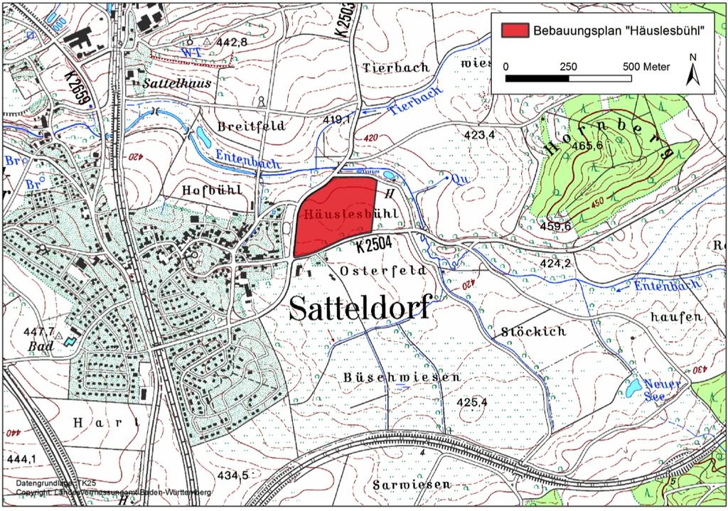 1 Vorbemerkung Die Gemeinde Satteldorf beabsichtigt den Bebauungsplan Häulesbühl in Satteldorf aufzustellen. Das geplante Baugebiet hat eine Größe von ca. 7,3 ha.