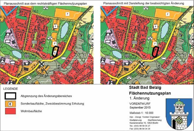 AMTSBLATT für die Stadt Bad Belzig 11. November 2015 Nr. 9 Woche 46 3 Beteiligung der Öffentlichkeit Planentwurf mit Begründung zur 1. Änderung des Flächennutzungsplanes im Bereich des-b-planes Nr.