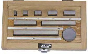 manufacturers certificate sets in wooden box 21-301 21-301 für Messschieber for calipers Endmaße (mm) gauge blocks (mm) 30,0/41,3/131,4 (Stahl steel) Ø4/Ø25 Einstellringe setting rings 188,00 mm