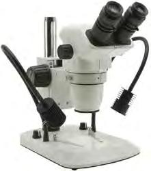 Teilehöhe 110 mm verstellbarer Pupillenabstand Dioptrien-Kompensation an beiden Okularen binokular oder trinokular (mit C-Mount-Adapter zum Anschließen einer ⅓ -CCD-Kamera) Stereo microscope with