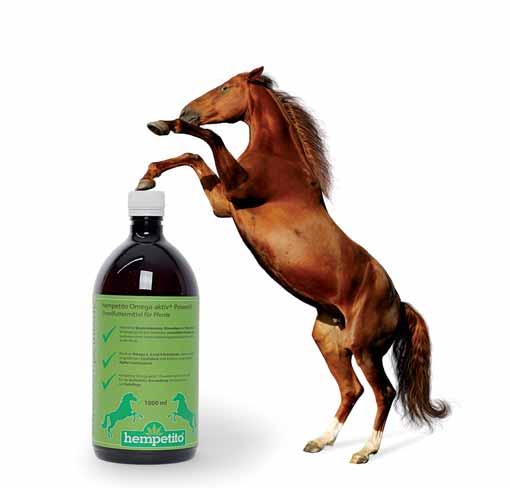 hempetito Omega-aktiv + Poweröl Das hochwirksame Futteröl für Pferde besteht als Einzelfuttermittel zu 100 Prozent aus rein pflanzlichen Bestandteilen.