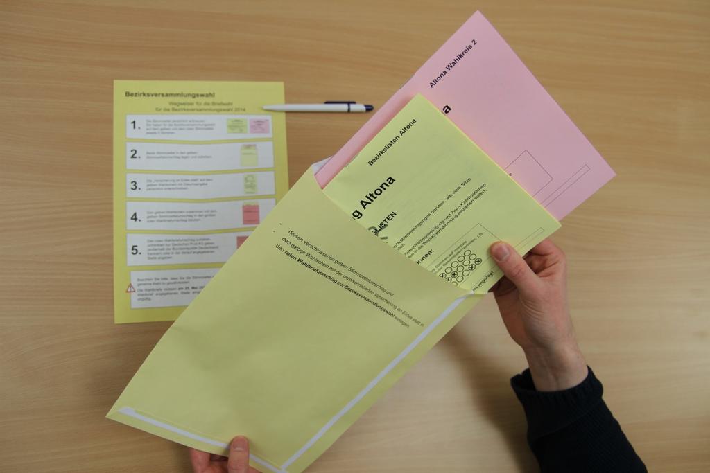 Wahlkreislisten-Stimmzettel zur Bezirksversammlungswahl vollständig