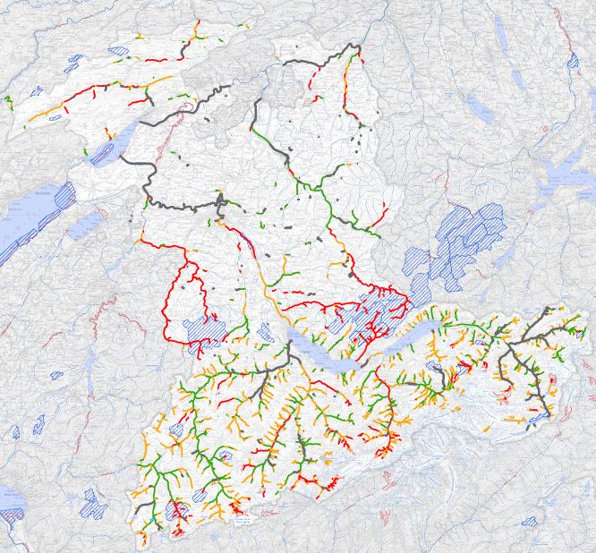 Karte: Nutzungkategorien 15 Noch verfügbares Potenzial Länge km % Pot.