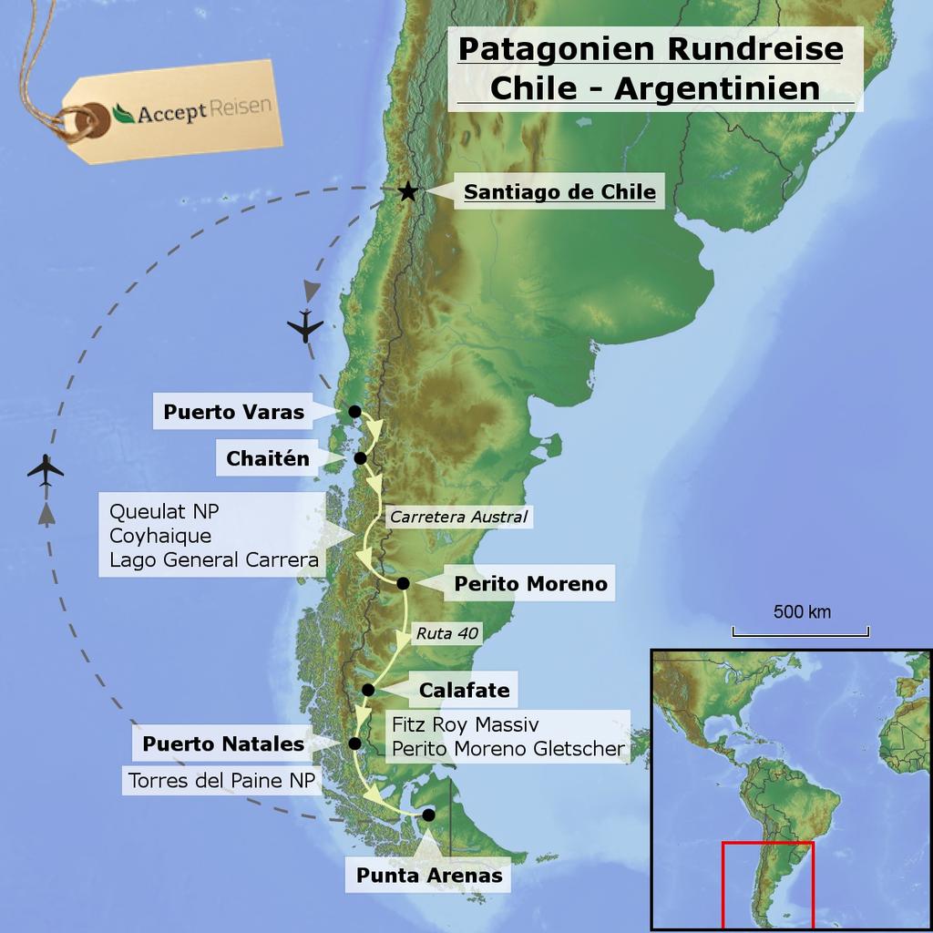 Auf unserer Südamerikareise Patagonien befahren wir den südlichen Abschnitt der berühmten Panamericana durch Chile und Argentinien.