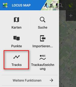 2018/05/11 15:07 1/36 Daten Manager Tracks und Routen werden in Locus Map im Tracks Tab des Daten Managers verwaltet.