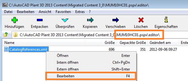 Hier stehen die Pfade zu den verwendeten Katalogen der Rohrklasse.