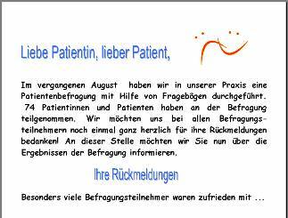 Das Patienten-Poster Vorlage zur Erstellung eines Posters / Flyers zur Rückmeldung von Befragungsergebnissen an die Patienten - auf einer CD bzw.