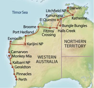 Kleingruppenreise von Perth nach Darwin 19 Tage / 18 Nächte ab Perth bis Darwin oder umgekehrt Auf einen Blick 19 Tage ab Perth bis Darwin oder umgekehrt Kleingruppe mit min. 4, max.