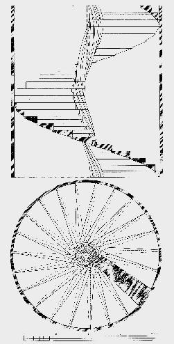 12 Nordwestlicher Treppenturm im Großen Schlosshof, Horizontal- und Vertikalschnitt der Wendeltreppe nach Böttcher, 1909. 13 Großer Schlosshof, südwestlicher Treppenturm, um 1900.