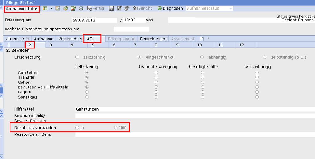 Konzept zur Evaluation I Grundlage der Evaluation bilden die Daten der Dekubitusdokumentation aus ORBIS sowie die Dokumentation der Einschätzung der Pflege