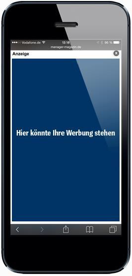 Prestitial Begrüßen Sie den Nutzer mit Ihrem Werbemittel Prestitial Das Startscreen-Interstitial öffnet sich beim Start der App für max.