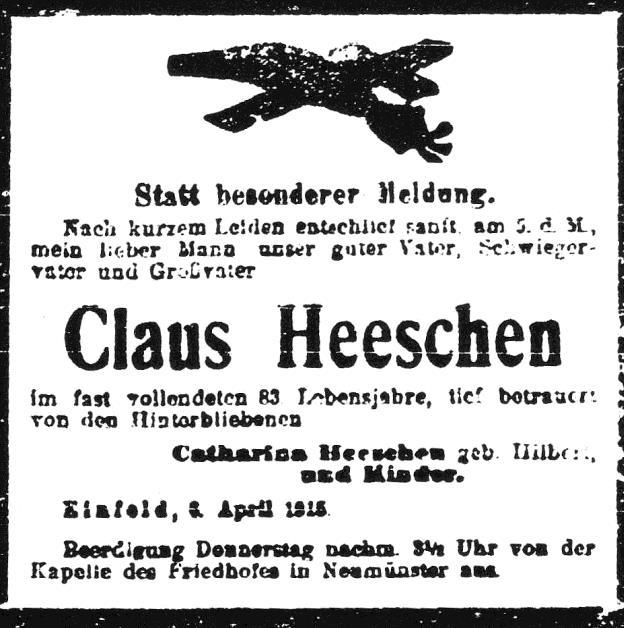 Das Eiserne Kreuz erhielten Gefr. Wilhelm Plambeck von Schmalsteder Mühle und Oberjäger Walter Doose Gr.-Buchwald. Besitzveränderung.