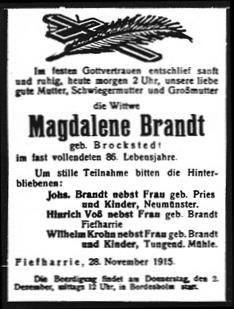 HC vom 29.11.1915 Bordesholm, 2. Dezember: Die Nagelung des eisernen Wahrzeichens hat bis jetzt nahezu 1700 Mark eingebracht.