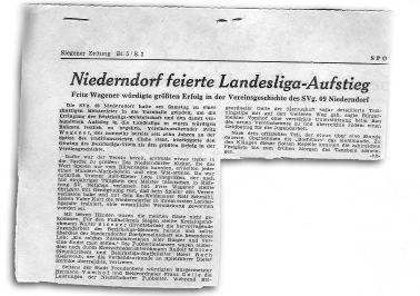 Am 10. Juli 1978 vermeldete die Siegener Zeitung den Aufstieg der Spvg. Niederndorf 09 in die Fußball-Landesliga.