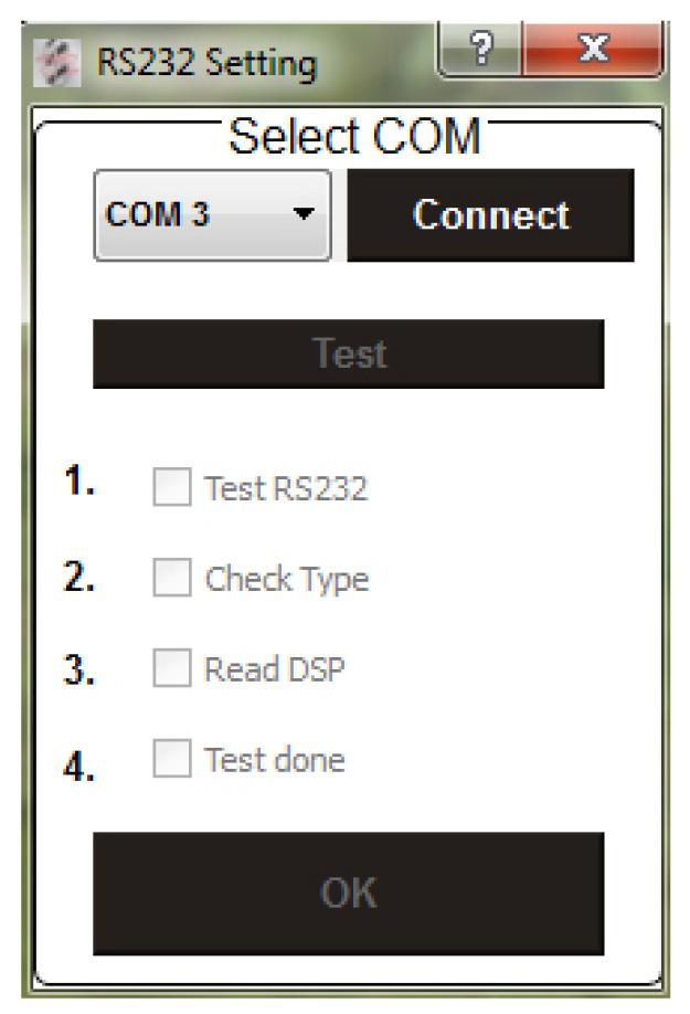 Select COM Fenster der korrekte COM-Port 3 ausgewählt werden.