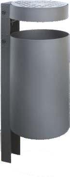modell hamburg - Abfallbehälter - Abfallbehälter aus feuerverzinktem Stahlblech, bestehend aus Behälter und Pfosten, mit oberer, reduzierter Einwurföffnung.