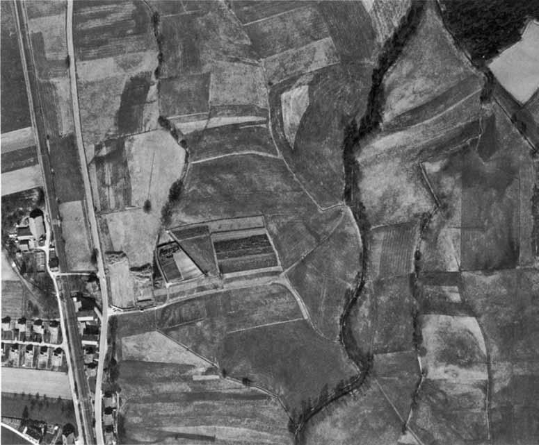 Abb. 12. Langenthal, Untere Matten (links Känelhüttli, Steiacherhof und Freilandquartier).