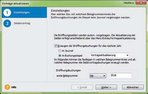 Jahreswechsel und Saldenübernahme Vorträge aktualisieren Wie bereits mehrfach dargestellt, sind Änderungen im alten Jahr durchaus üblich.