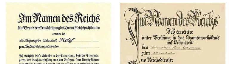 10 Bild 6: Dieser Vergleich von Urkunden für die Ernennung von Reichsbeamten und für die