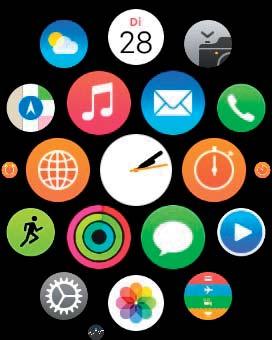3 Die Apple Watch clever bedienen und individuell einrichten Die Uhr lässt sich mit dem Sperrbildschirm auf dem iphone vergleichen und kann je nach gewählter Ansicht noch weitere Informationen als