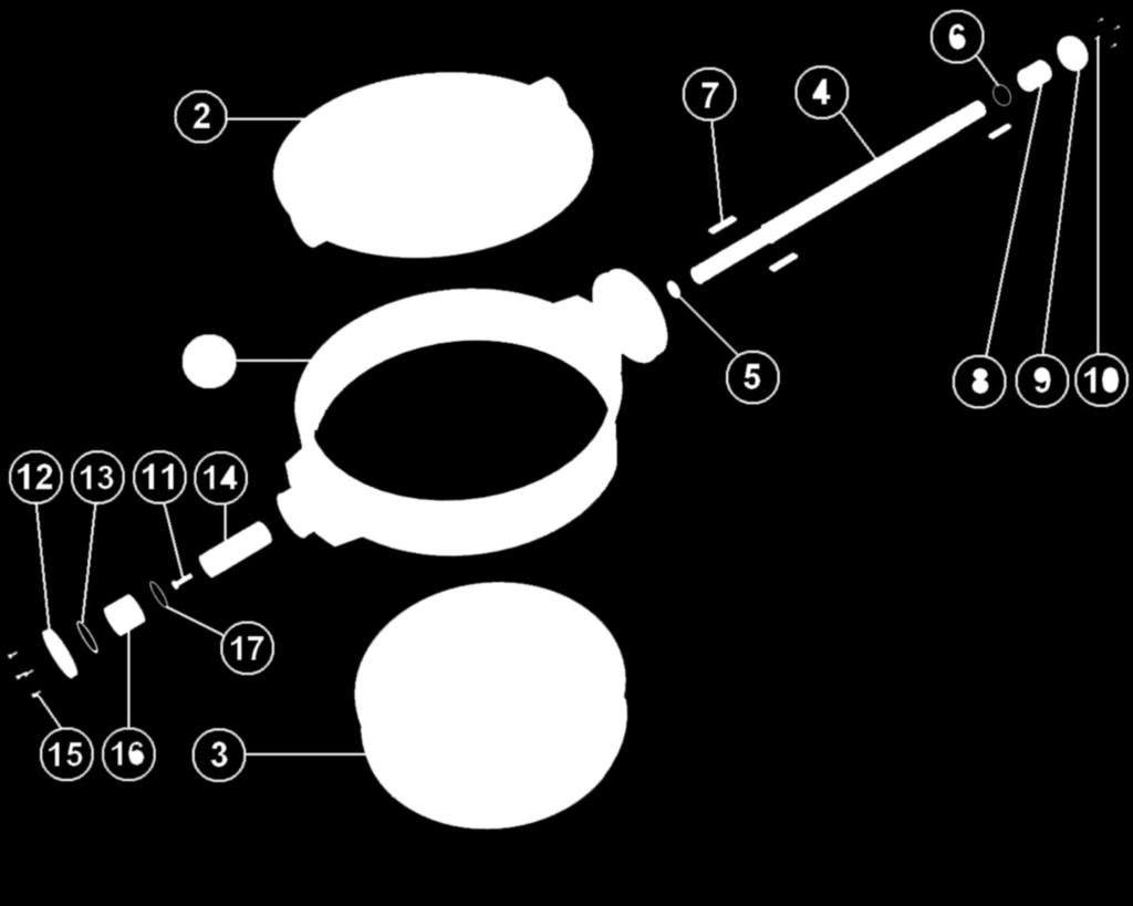 Materialien DN 450-1400 Teil Beschreibung Material 1 Gehäuse 2 Klappenscheibe 3 Sitz 4 Welle 5 O-Ring 6 O-Ring 7 Passfeder ST - 60 8