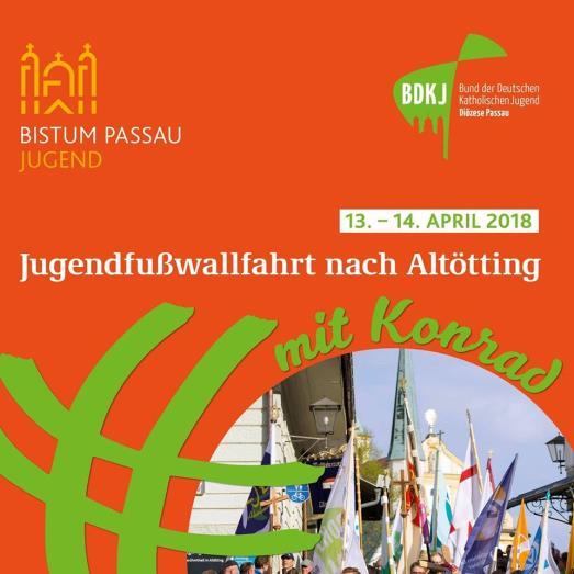 Auch die Jugendwallfahrt des Bistums Passau steht in diesem Jahr im Zeichen von Bruder Konrad. Sie findet am Samstag, den 14. April statt. Nach dem Anfangsgottesdienst um 4:45 Uhr im Dom St.