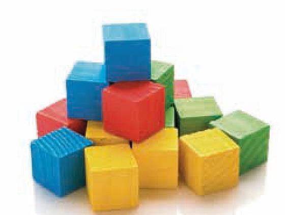 Eine Toolbox mit standardisierten Elementen Die Spielzeugbausteine sind standardisiert.