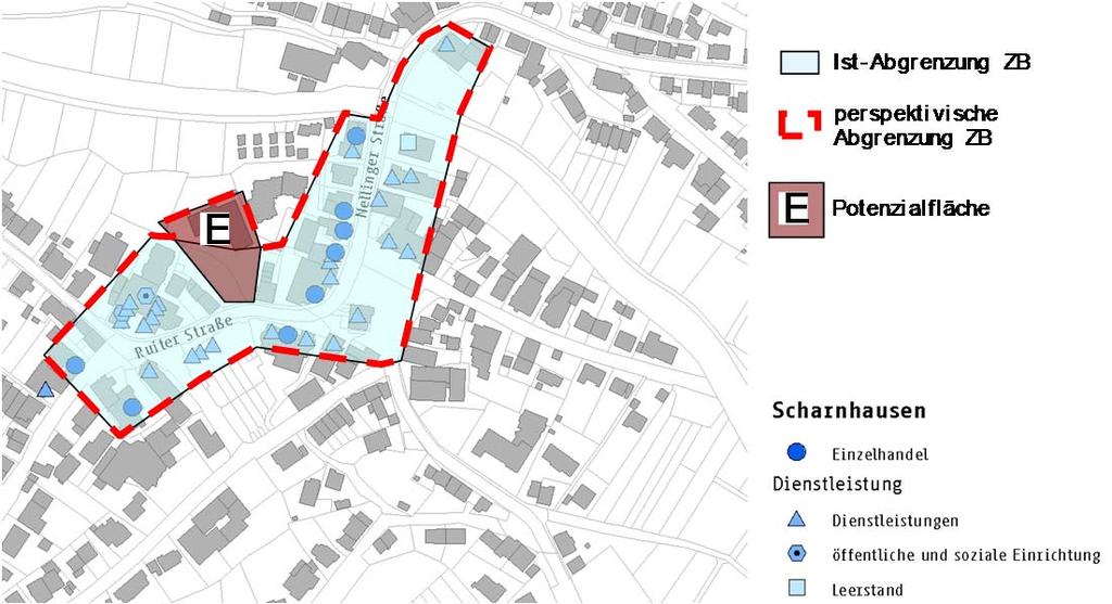 Begehung März 2011 Zentraler Bereich Scharnhausen Quelle: eigene Darstellung auf Grundlage der