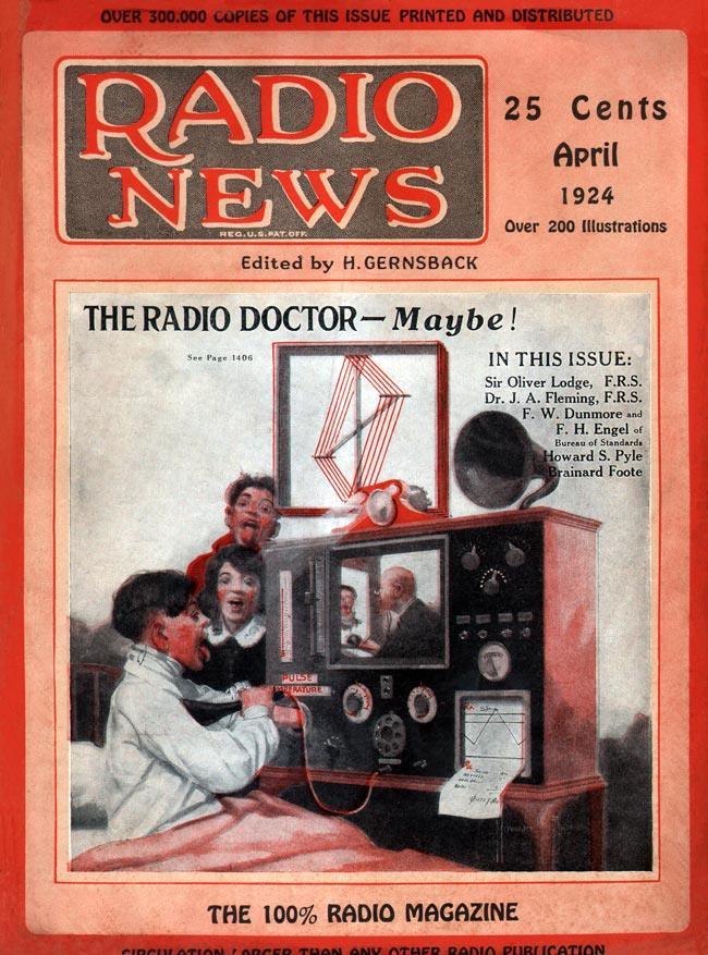 Geschichte der Telemedizin in den 1920er Jahren benutzten Handelsschiffe die Morsetechnik, um medizinischen Rat einzuholen Idee des Radio Doktor (Bild) wurde bereits 1924 skizziert