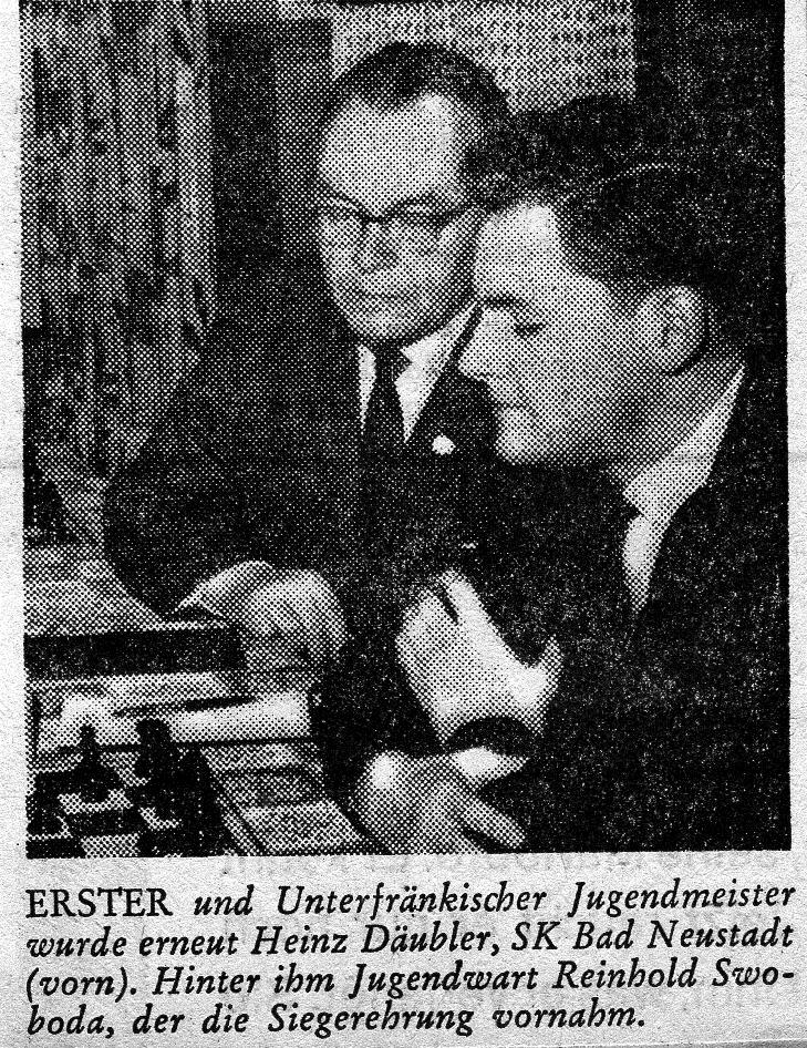 1964 wurde sechs Tage lang die Unterfränkische Jugendeinzelmeisterschaft in Schweinfurt ausgetragen.